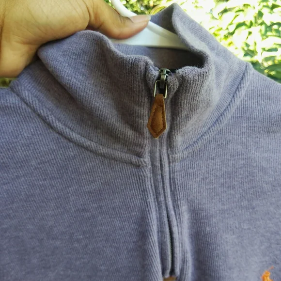 Polo Ralph Lauren Men Quarter Zip Cotton Pullover Sweater Medium - Picture 5 of 6